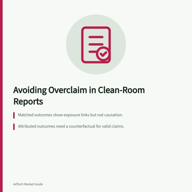 Avoiding Overclaim in Clean-Room Reports: Matched outcomes show exposure links but not causation.; Attributed outcomes need a counterfactual for valid claims.; Incremental effects require a robust design and uncertainty estimate. Evaluating clean room results without overstating causation